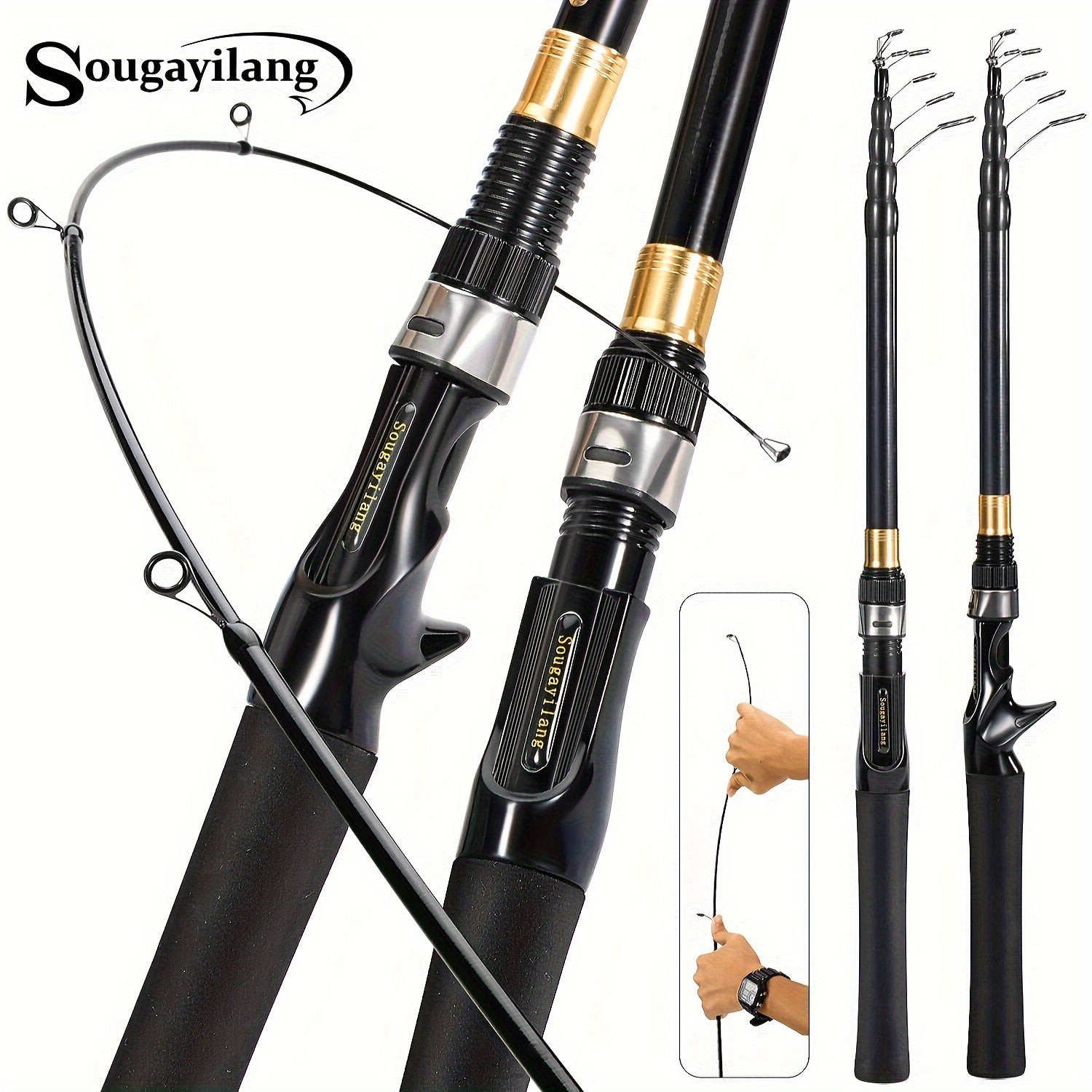 Telescopic Carbon Fiber Fishing Rod 1.8-2.4m Saltwater Freshwater EVA Handle