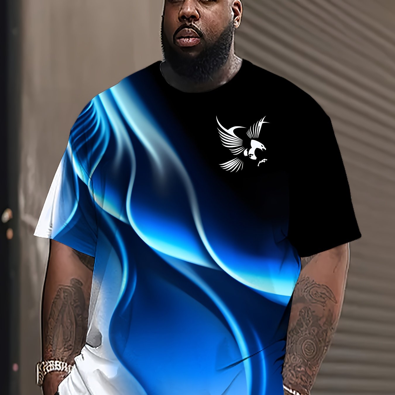 Мужская футболка с коротким рукавом, градиентный 3D-принт, полиэстер спандекс, увеличенный размер, повседневная спортивная