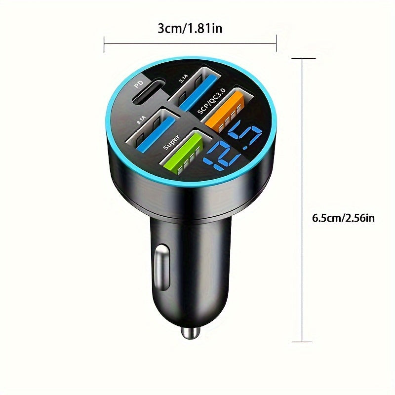 Universal Car USB Charger Adapter 4-Port Digital Display Fast Charging