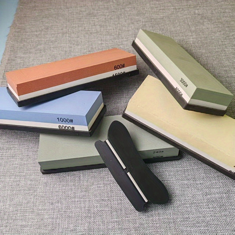 Afilador de cuchillos de cocina de doble cara con base antideslizante con pinza, piedra de aceite de 1000 grit