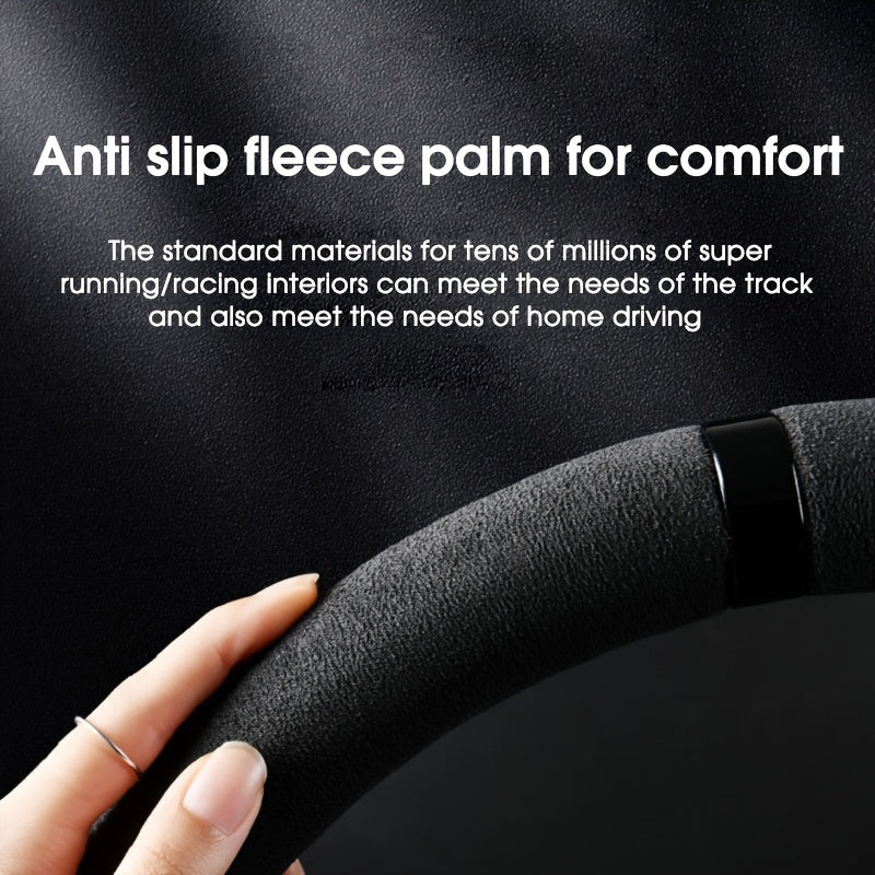 Universal Suede Leather Steering Wheel Cover Non-slip Breathable Four Seasons