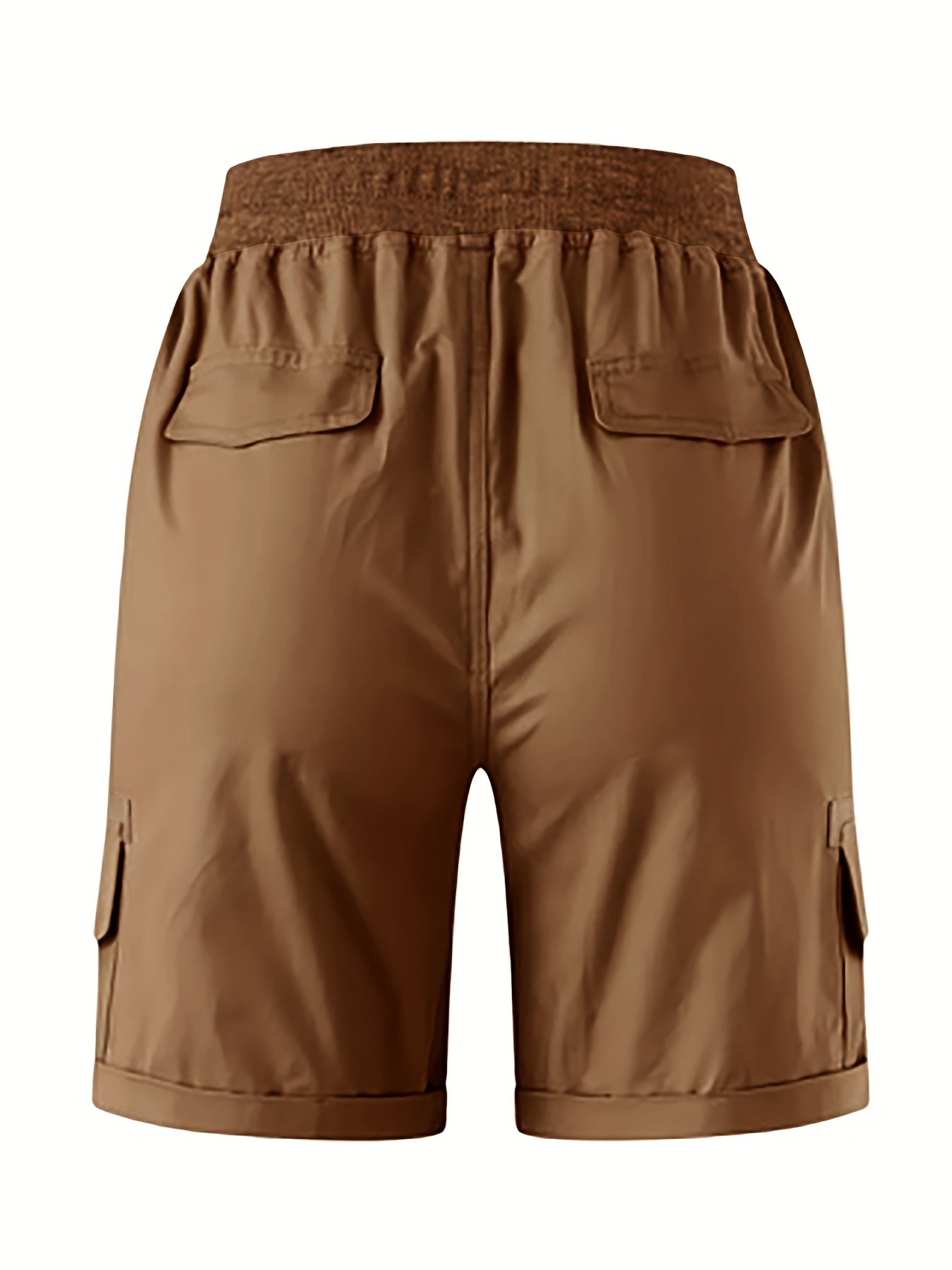 Plus Size Women's Black Cargo Shorts With Drawstring Waist