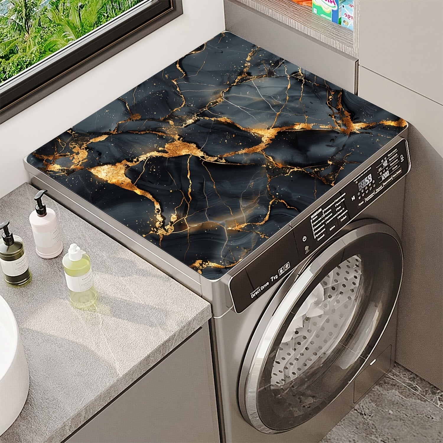 Qora va oltin marmar yuvish mashinasi qoplami mato, sirpanishga qarshi, singdiruvchi, yuqori pad