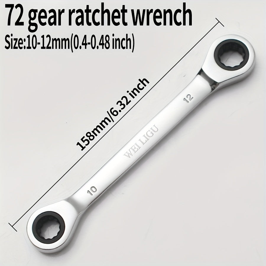 72 Tooth Ratchet Wrench Set Chrome Steel Double End 10-17mm Automotive