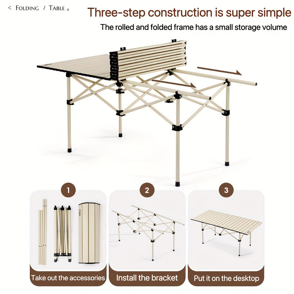 Portable Stainless Steel Folding Table for Camping and Outdoor Picnics