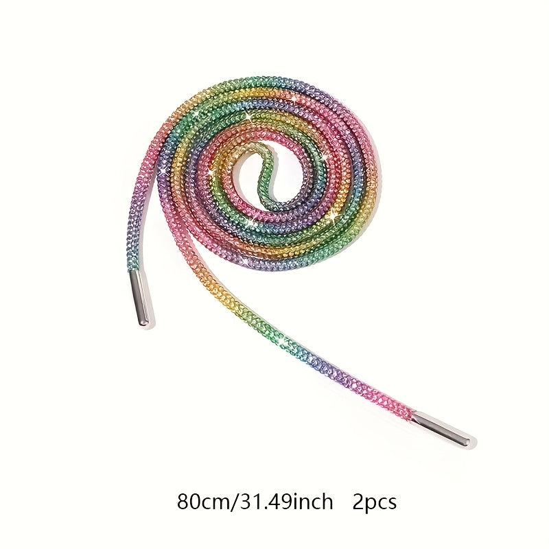 Unisex Rhinestone Shoelaces Solid Color Twist Ribbon DIY Shoe Accessories