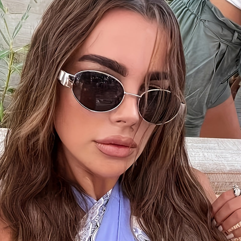 Ayollar uchun oynali oval quyosh ko‘zoynaklari metall ramka PC linzalar bilan ochiq havoda faoliyat uchun