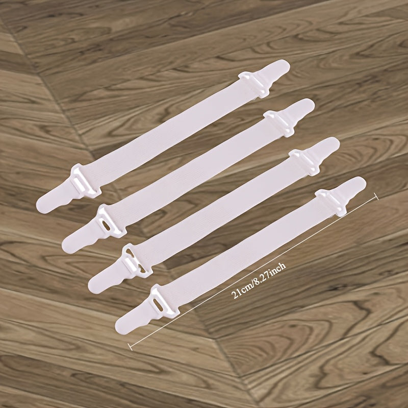 To'rt dona Oq Elastik Yotoq Taktiklari, Moslashtiriladigan Qisqichlar bilan, Noqonun Matodan tayyorlangan, Oson tozalanadigan, To'qilgan Taktiklar