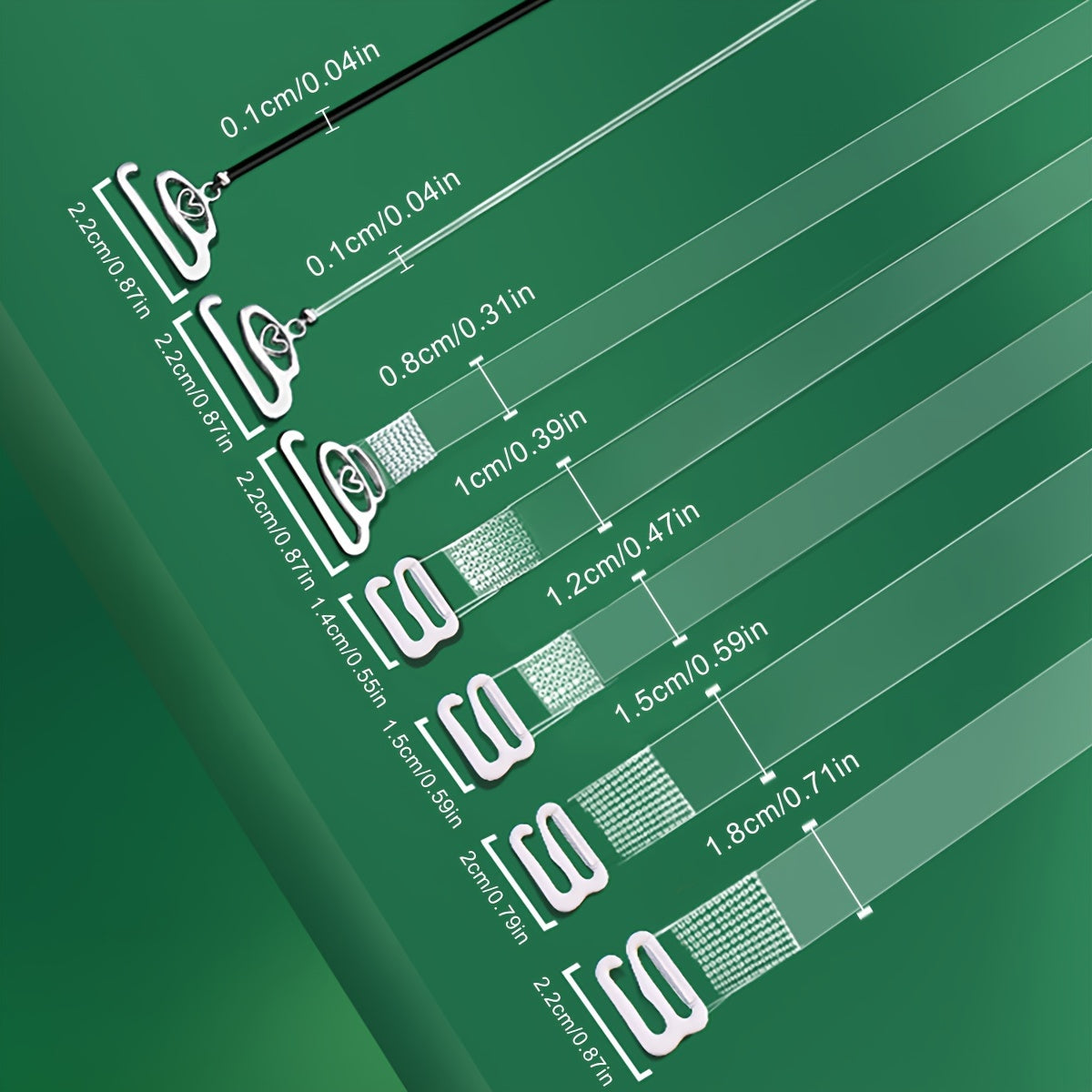 2 Pack Heart and Triangle Hook Bra Accessories with Transparent Thin Straps and Metal Hooks