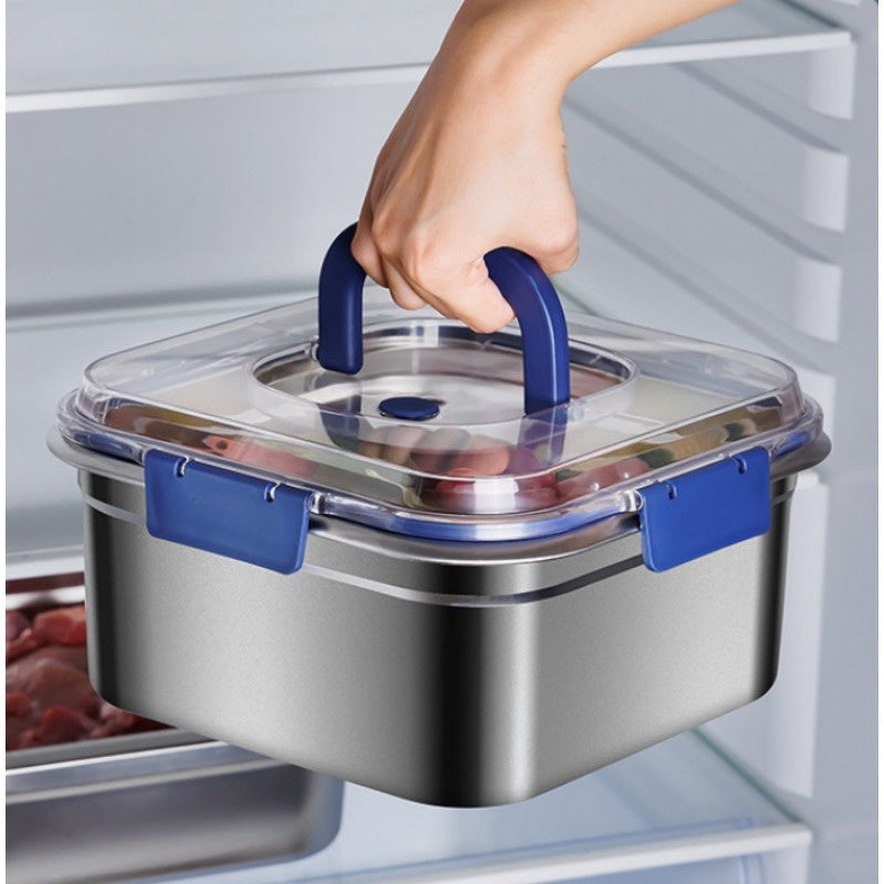 Large Stainless Steel Food Storage Container 1800ml Leakproof Reusable Blue Lid