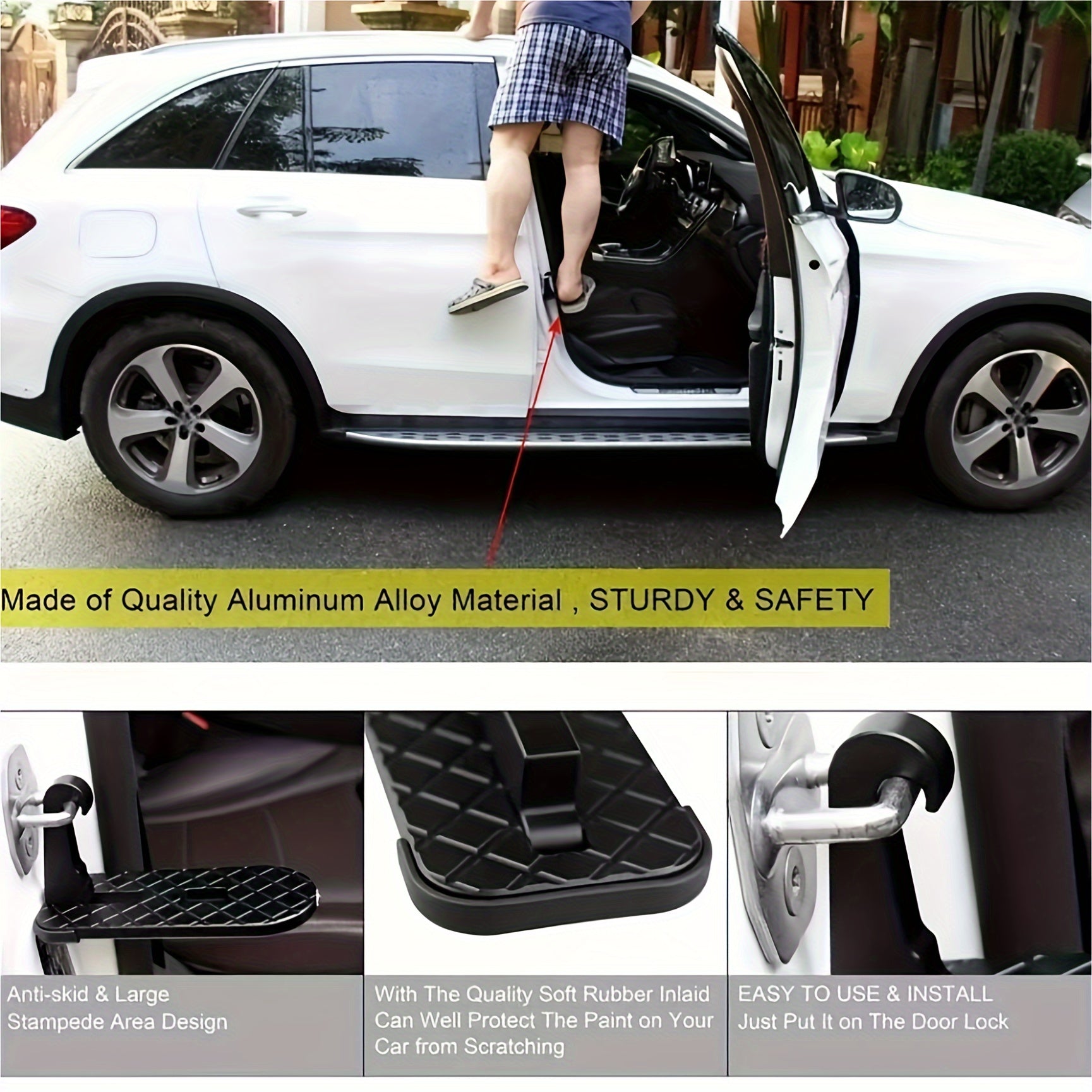 Universal Aluminum Folding Door Step for Roof Racks SUV Truck Sedan