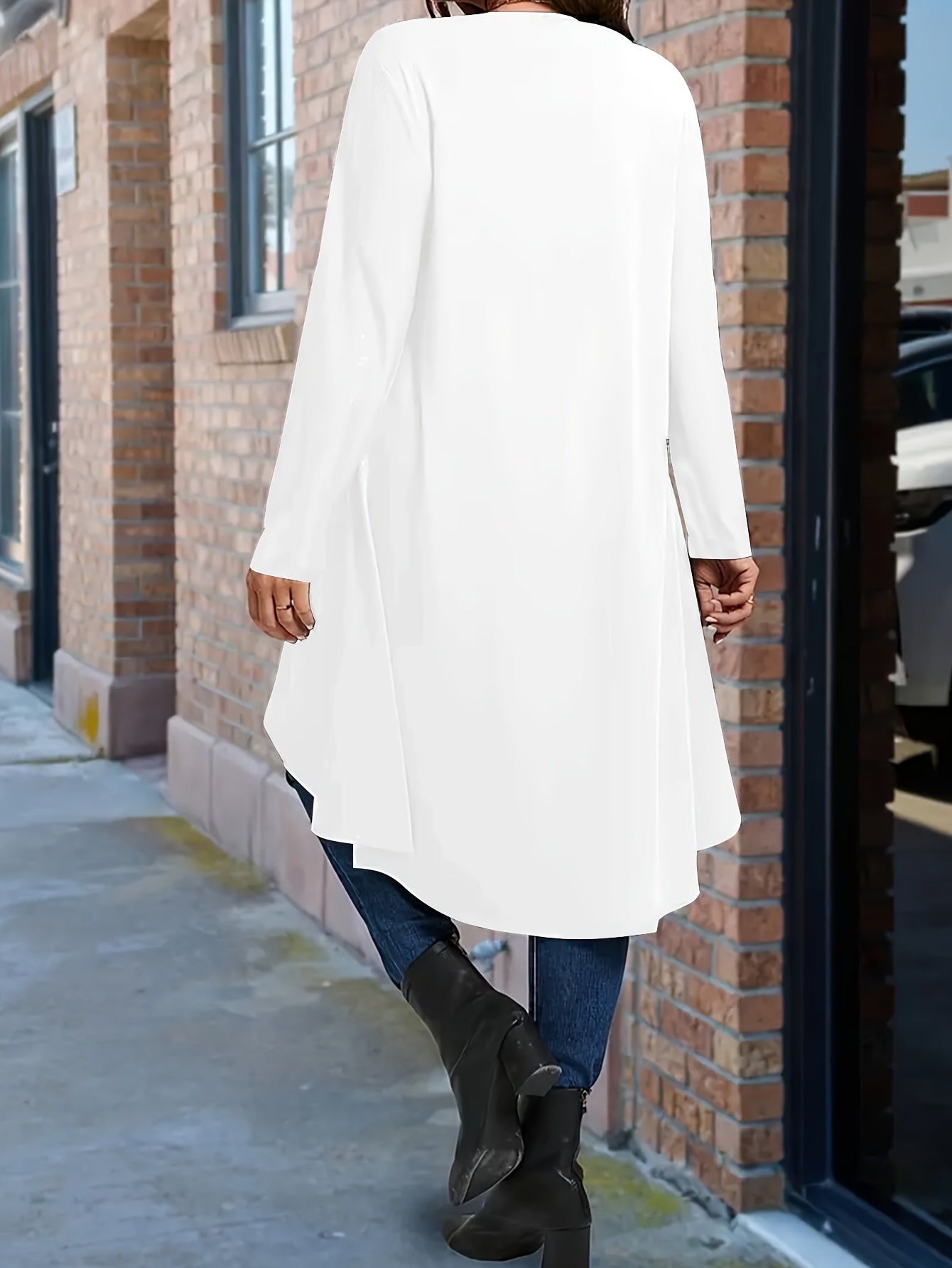 Women's Solid Color Irregular Long T-Shirt Casual Wear