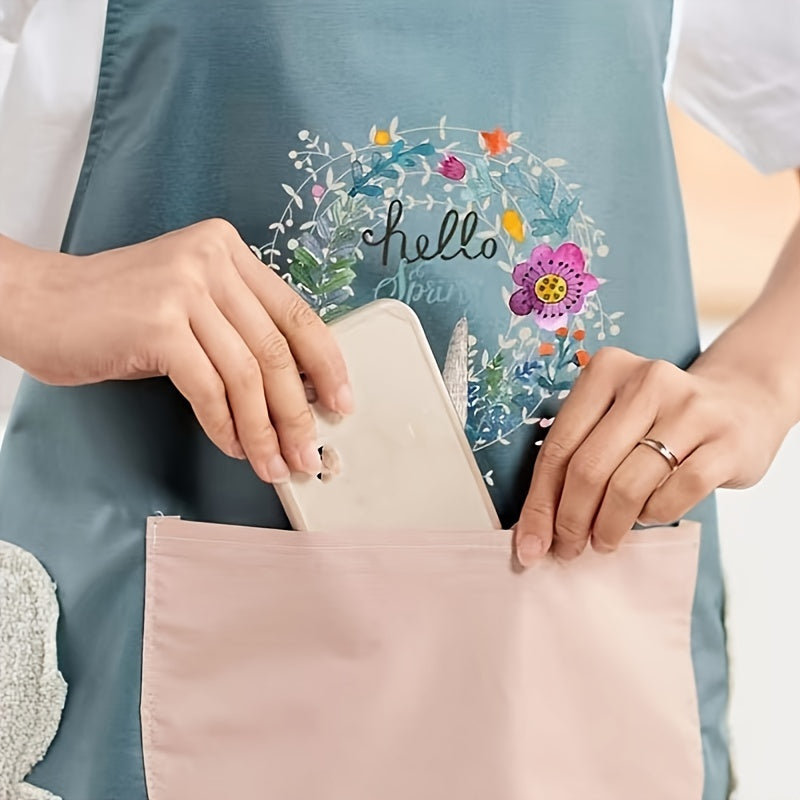 Waterproof Oil-Resistant PVC Kitchen Apron with Hand Wipe Pocket for Cooking Gardening Household