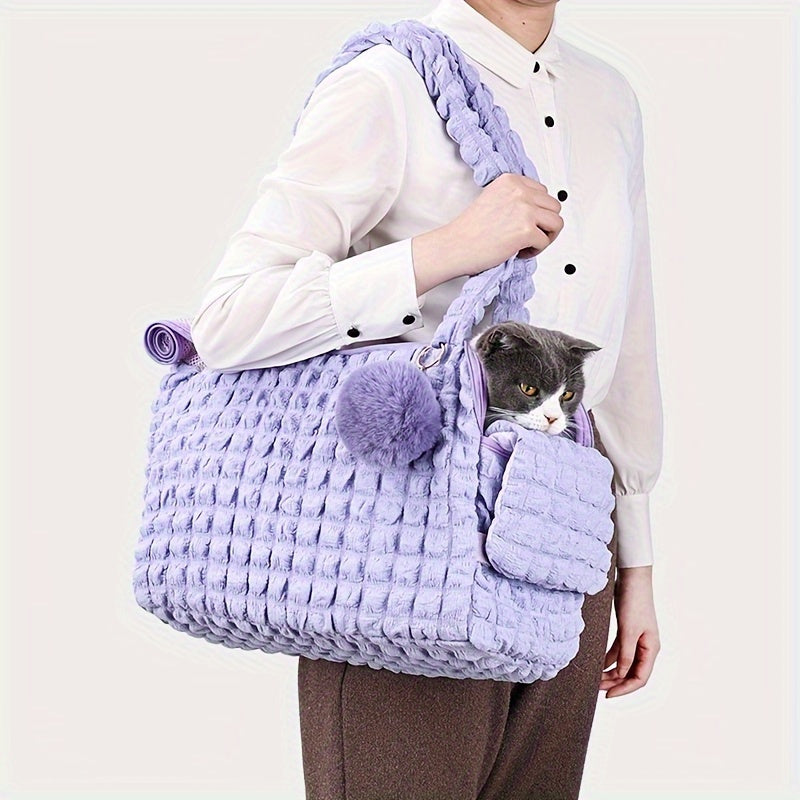 Small Dog Shoulder Bag Polyester Cloud Bubble Style Diagonal Carry