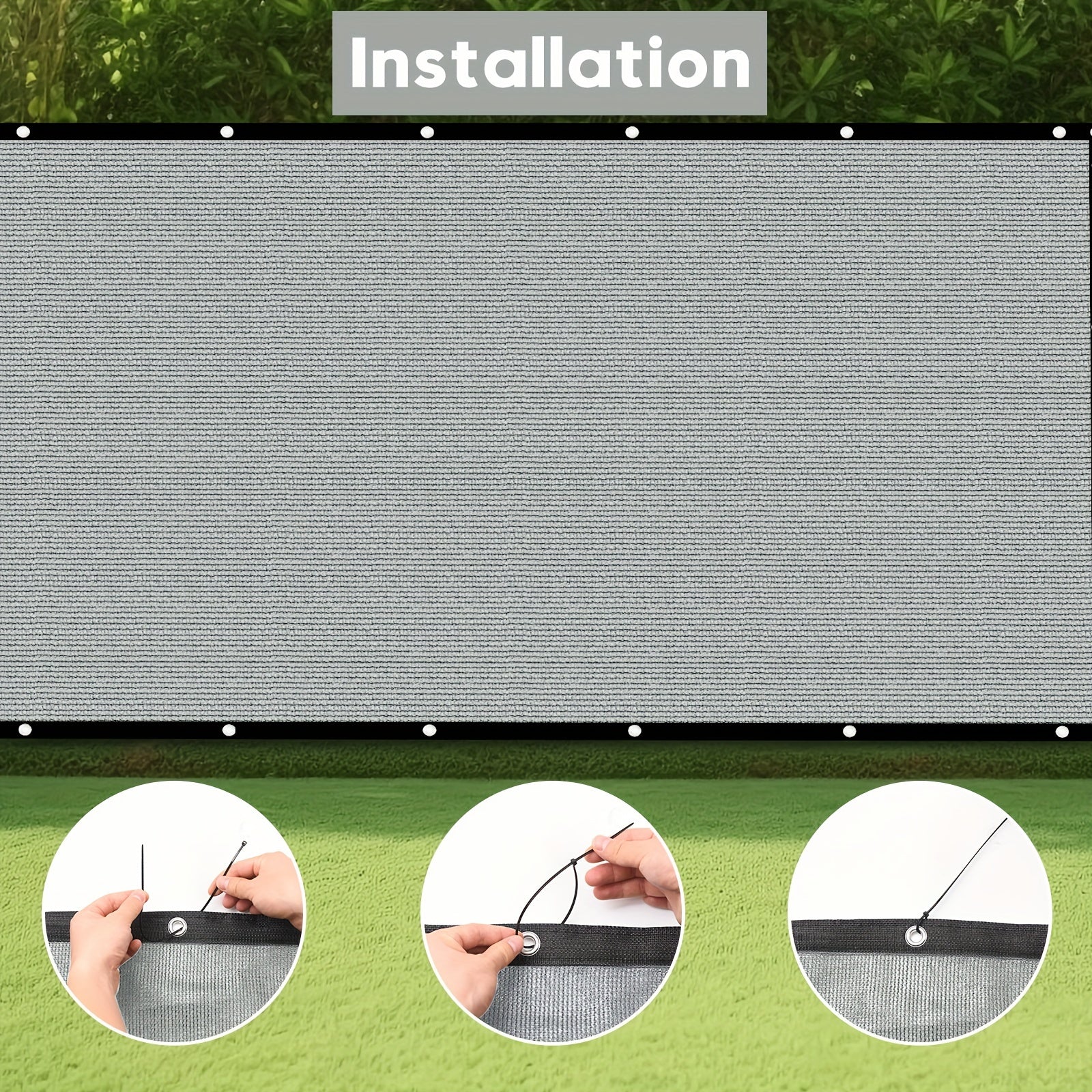 150GSM Gray Privacy Fence Screen for Outdoor Balcony Yard Pool Porch Windproof with Zip Ties