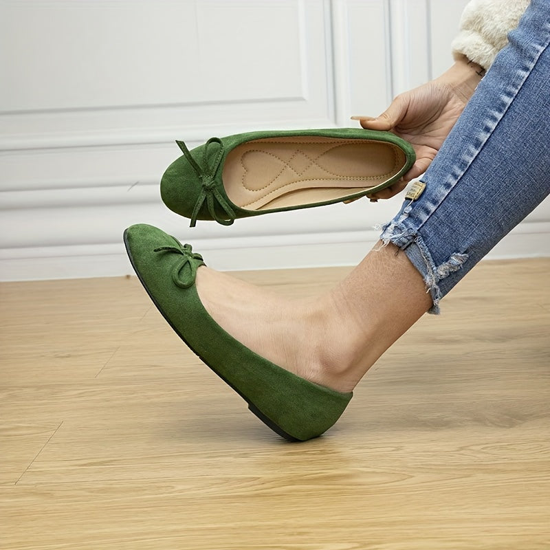 Women's Flat Shoes Suede Bowknot Slip-On Ballet Flats All-Season Solid Color