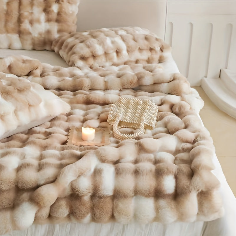 Faux Fur Blanket Soft Warm All-Season for Bedroom Office Travel and Home Decor