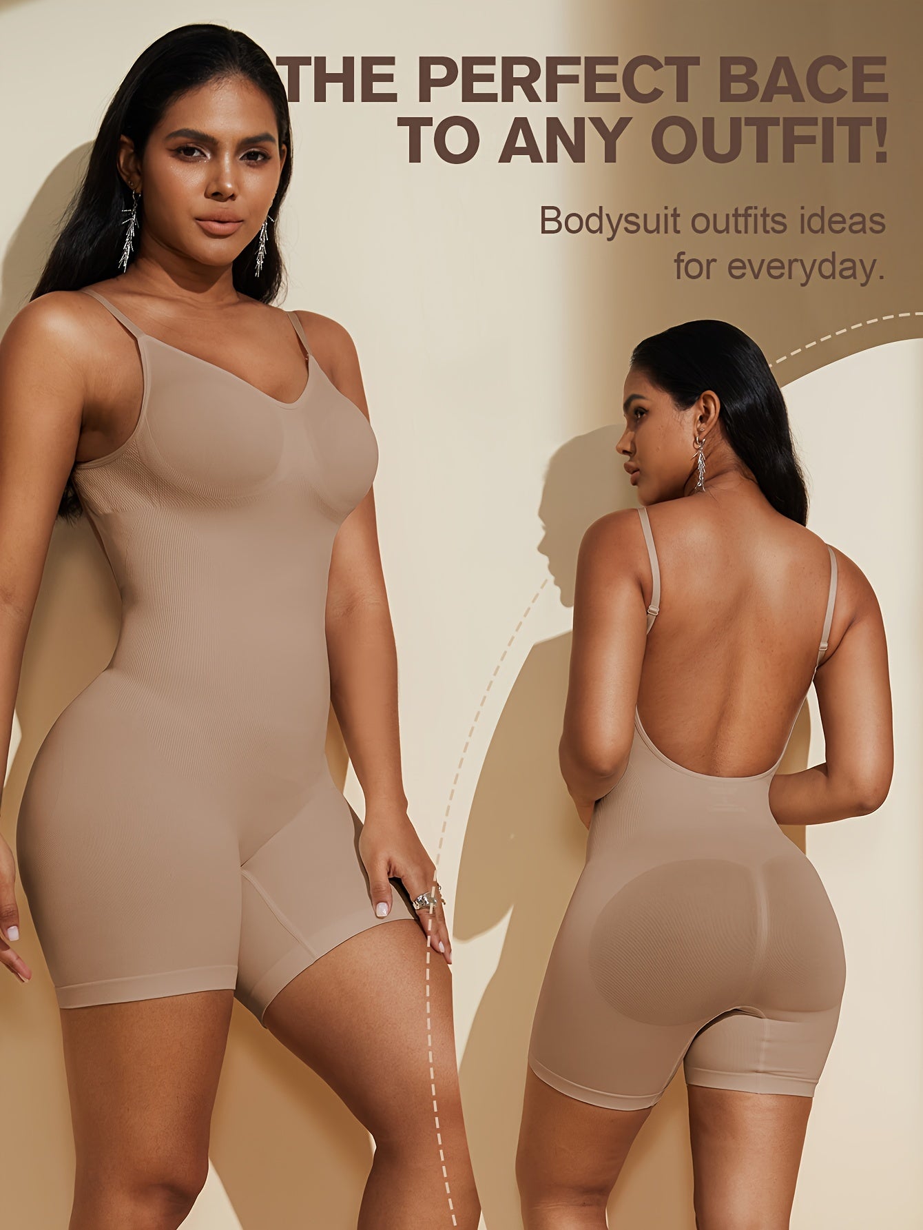 Cuerpo moldeador sin costuras con espalda abierta para adelgazar y levantar, control de abdomen y realce de glúteos, bodysuit