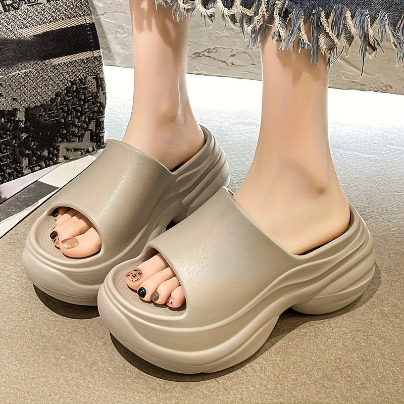 Women's Slip-On Sandals EVA Cushioned Open-Toe Black White Indoor Outdoor