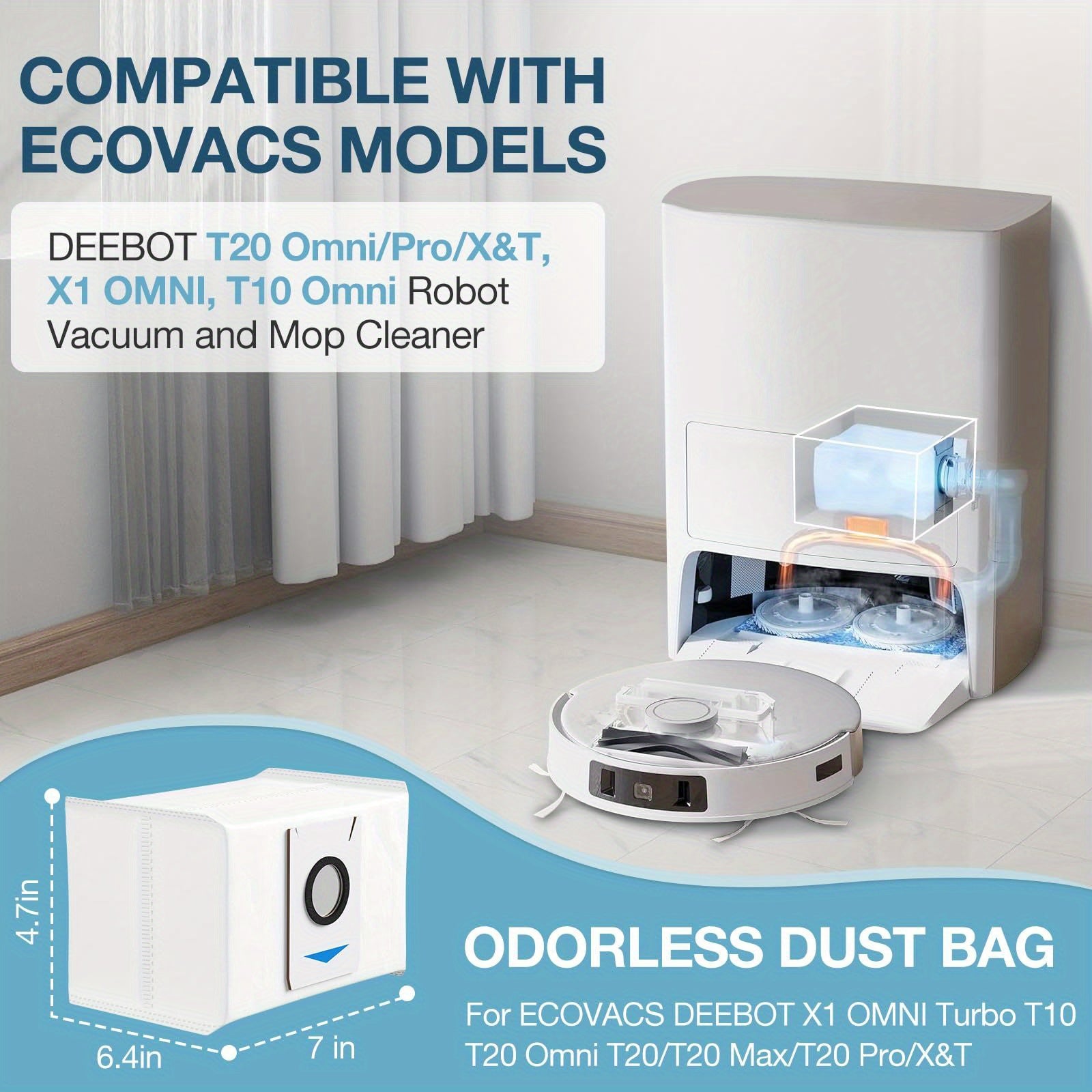 Robotic Vacuum Cleaner Accessories Dust Bags for X1 Omni T10 T20 Polyester