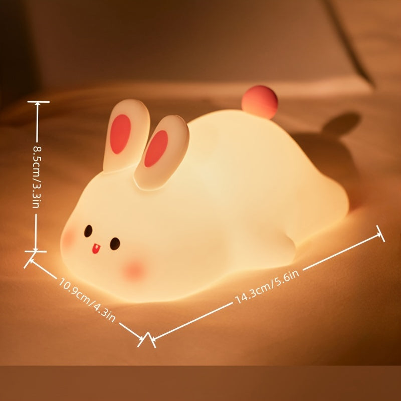 Silicone Rabbit Night Light for Kids USB Rechargeable Adjustable Brightness Room Decor Gift