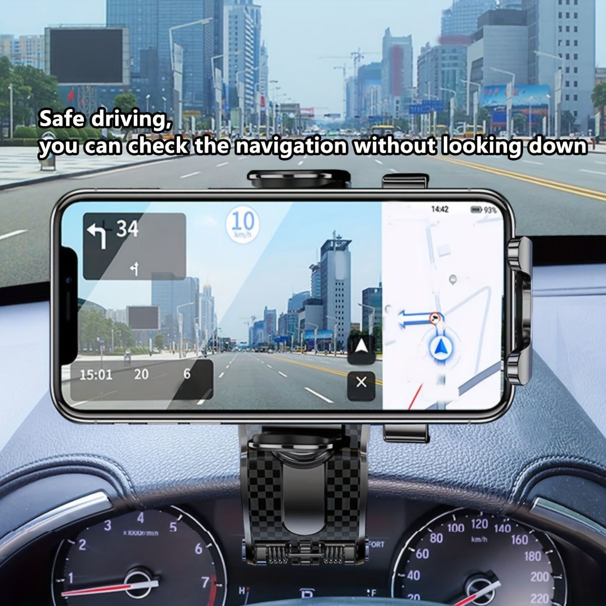 Car Dashboard Phone Holder Carbon Fiber Shockproof 360° Rotation