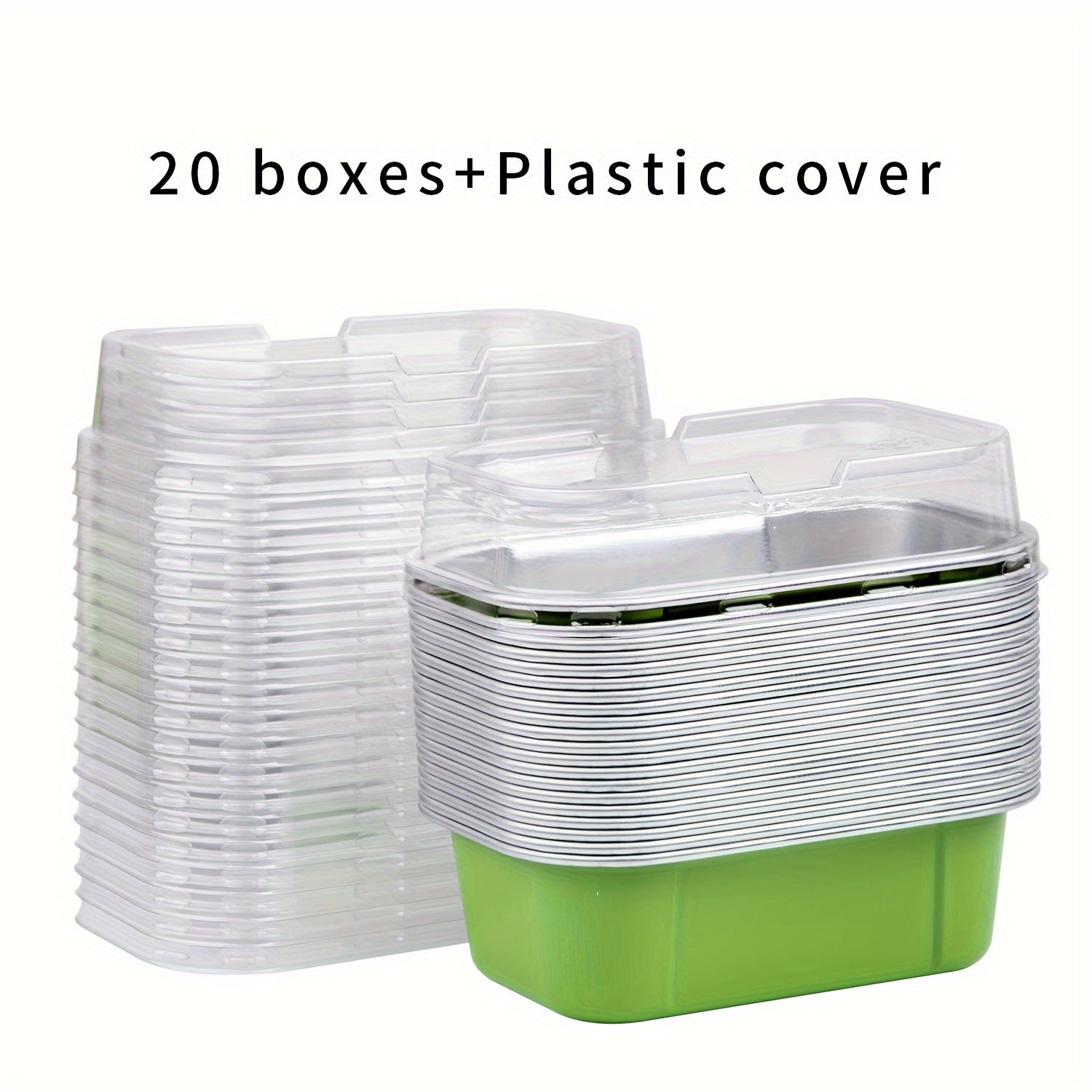 Pack de 20 copas mini cuadradas de aluminio coloridas para postres de 10.92x7.11 cm con tapas