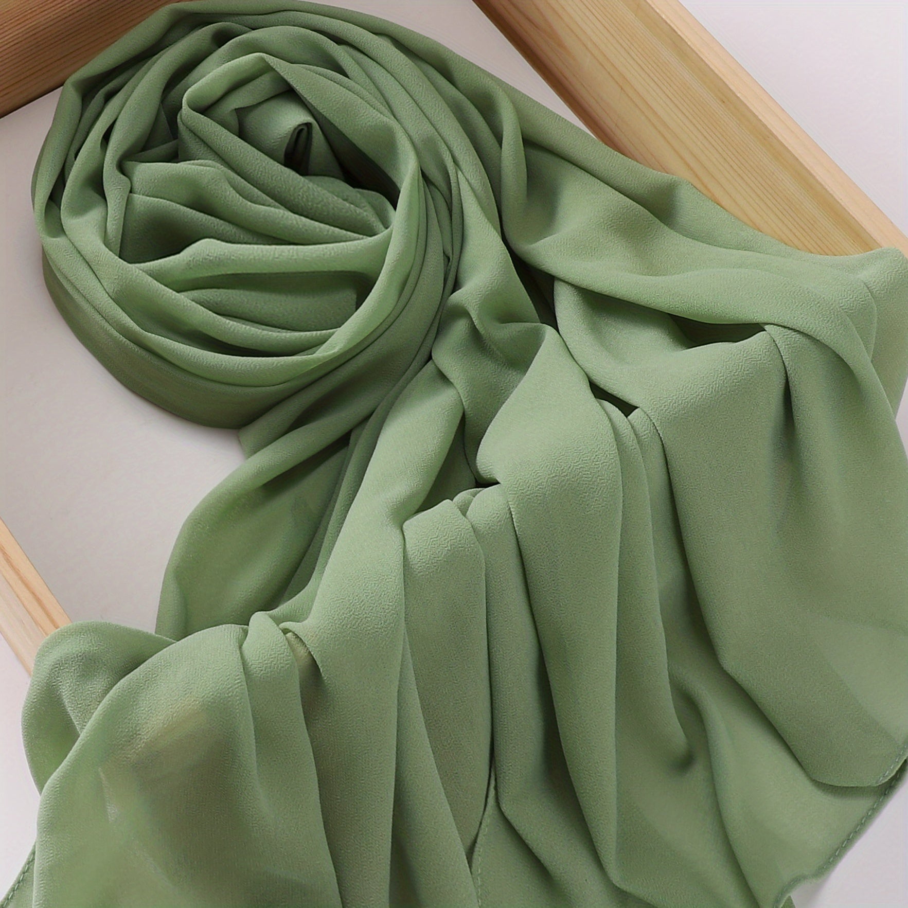 Woven Polyester Chiffon Hijab Scarf Solid Color Lightweight Muslim Head Cover for Casual Ramadan