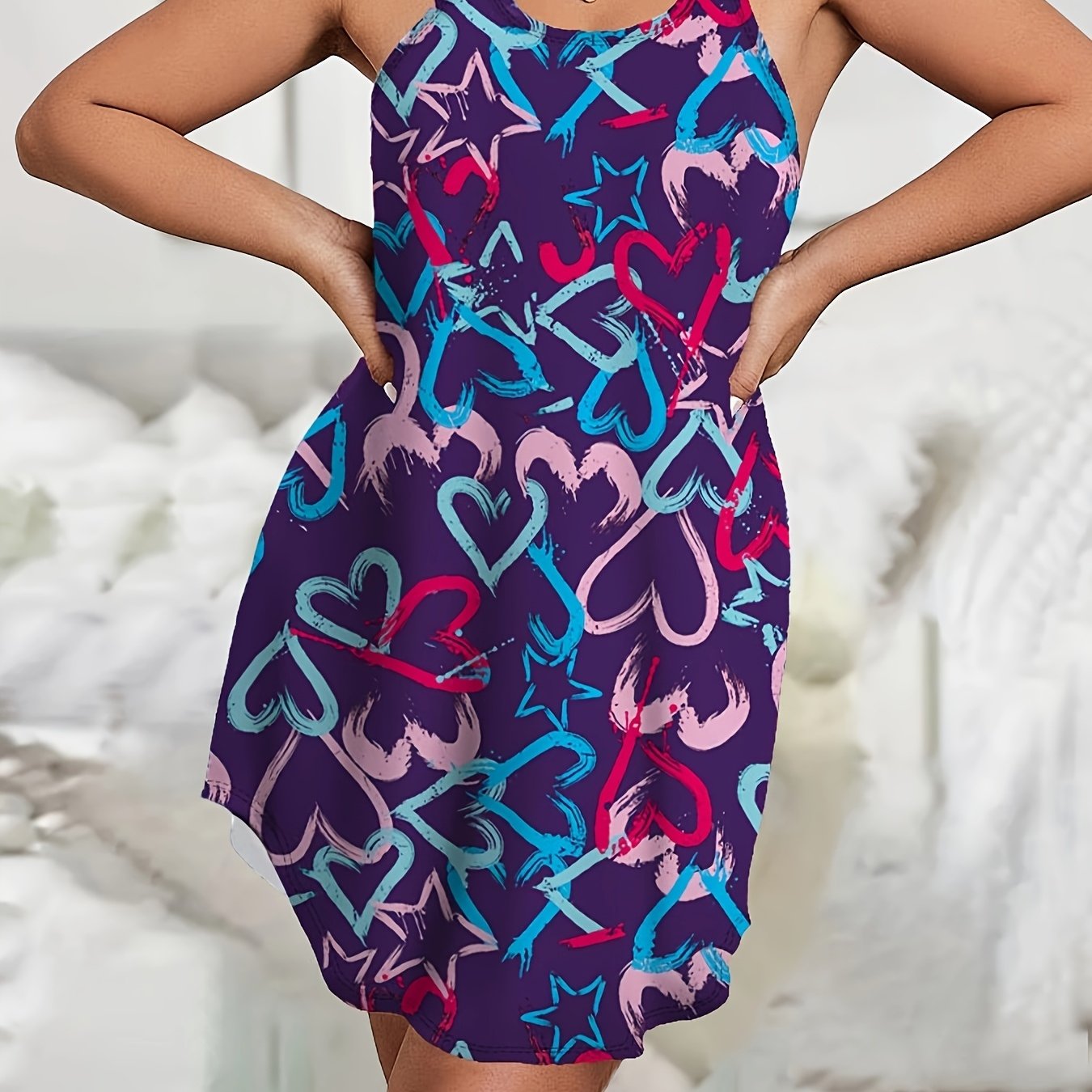 Women's Plus Size Night Dress Polyester Knit All-Season Comfortable Lounge Wear