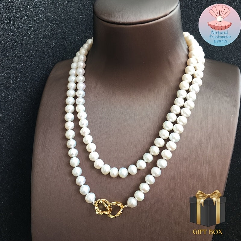 Vintage uslubidagi Moda Marvarid Uzun Tirnoq Zanjiri tabiiy marvaridlar bilan, Sevgi kuni yoki har qanday bayram moda kiyimlari uchun sovg'a berish uchun mukammal sovg'a qutisida taqdim etilgan.