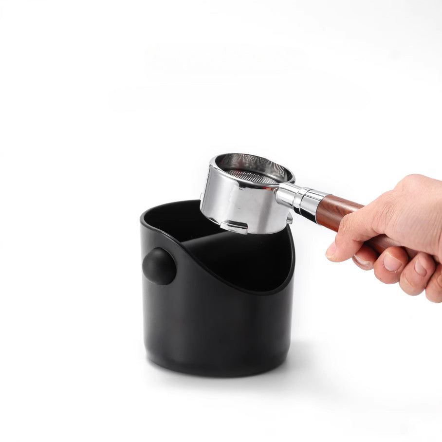 Black Non-Slip Coffee Tamping Box with Removable Strike Rod and Dust Bin