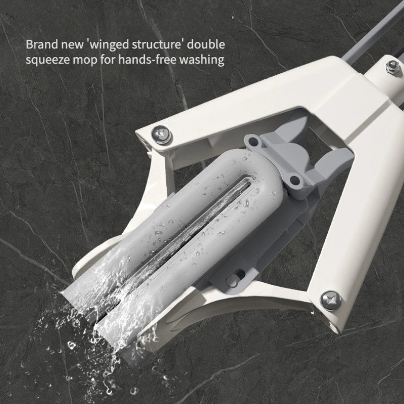 2-in-1 Sponge Mop Set Stainless Steel Handle for Wet Dry Floor Cleaning