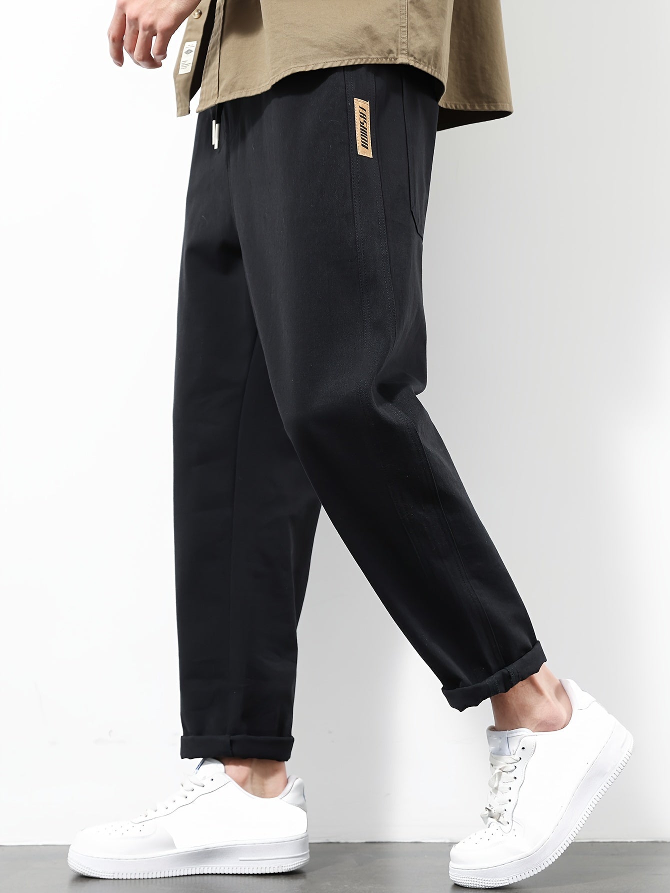 Men's Cotton Loose Fit Casual Pants with Pockets for Outdoor Activities