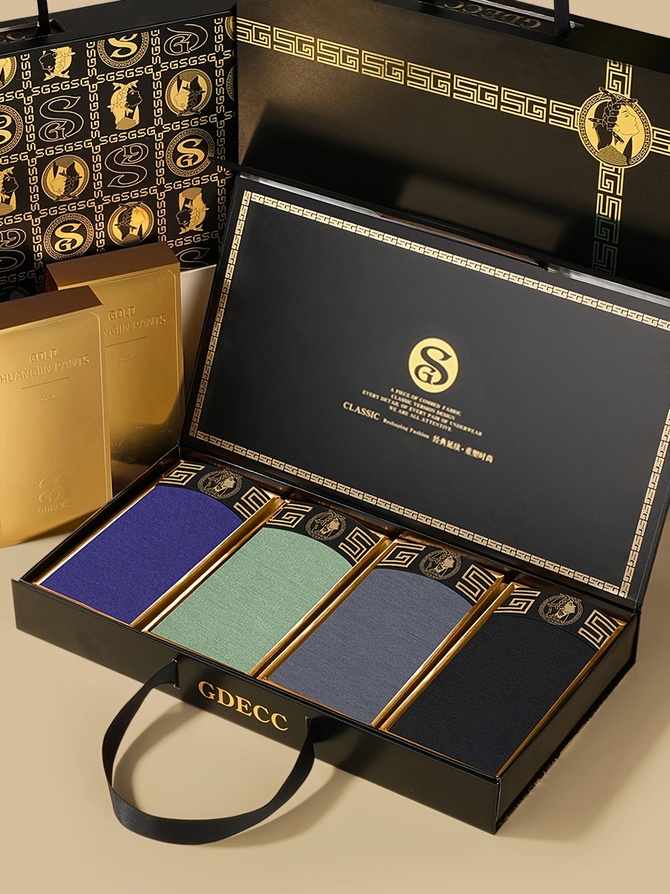 Men's Viscose Boxer Briefs 4-Pack Breathable Medium Stretch Portrait Pattern