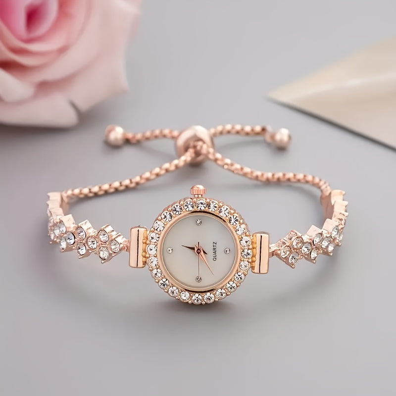 Women's Quartz Watch Rhinestones Circular Case Analog Display Luxury