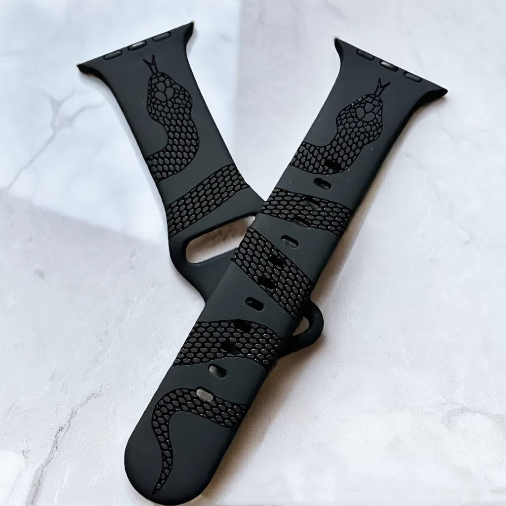 Silicone Apple Watch Band Snake Design Waterproof Durable Fits All Sizes for Summer Sports and Parties