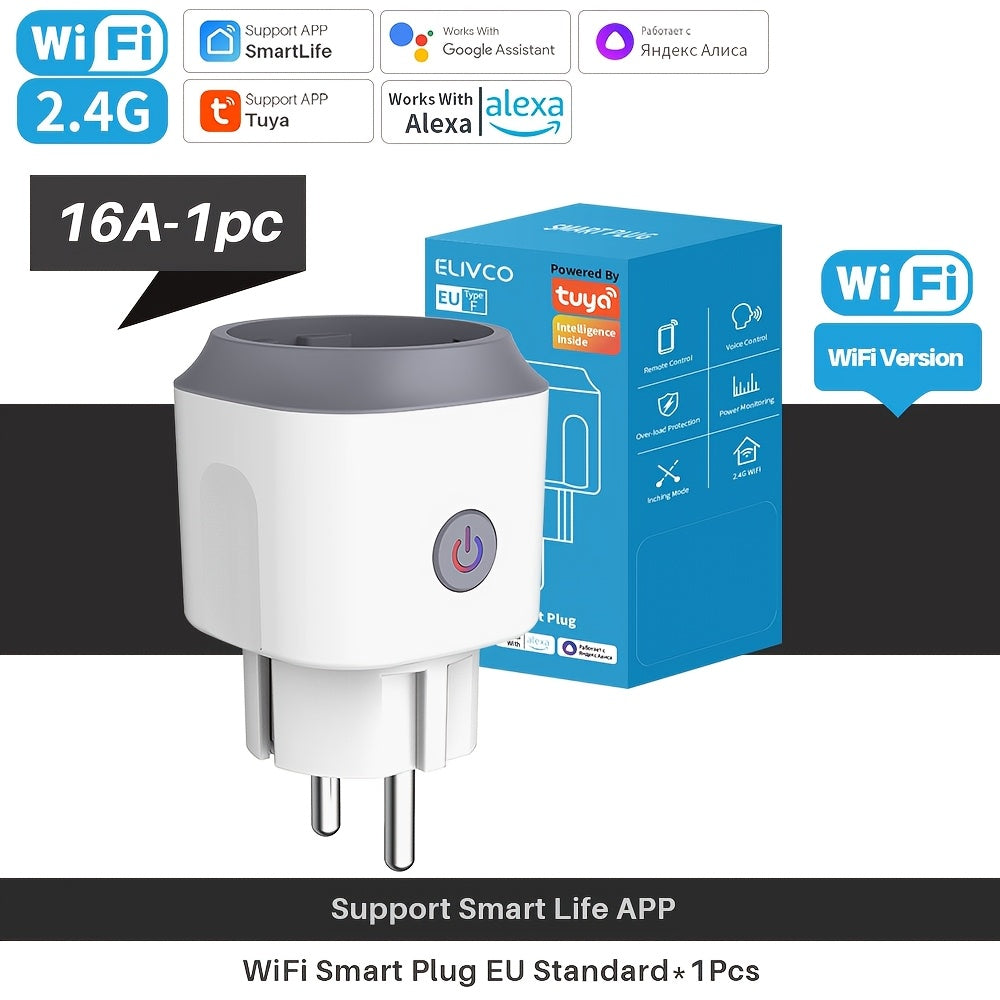 WiFi Smart Plug European Standard App Voice Control Power Monitoring 110V 220V