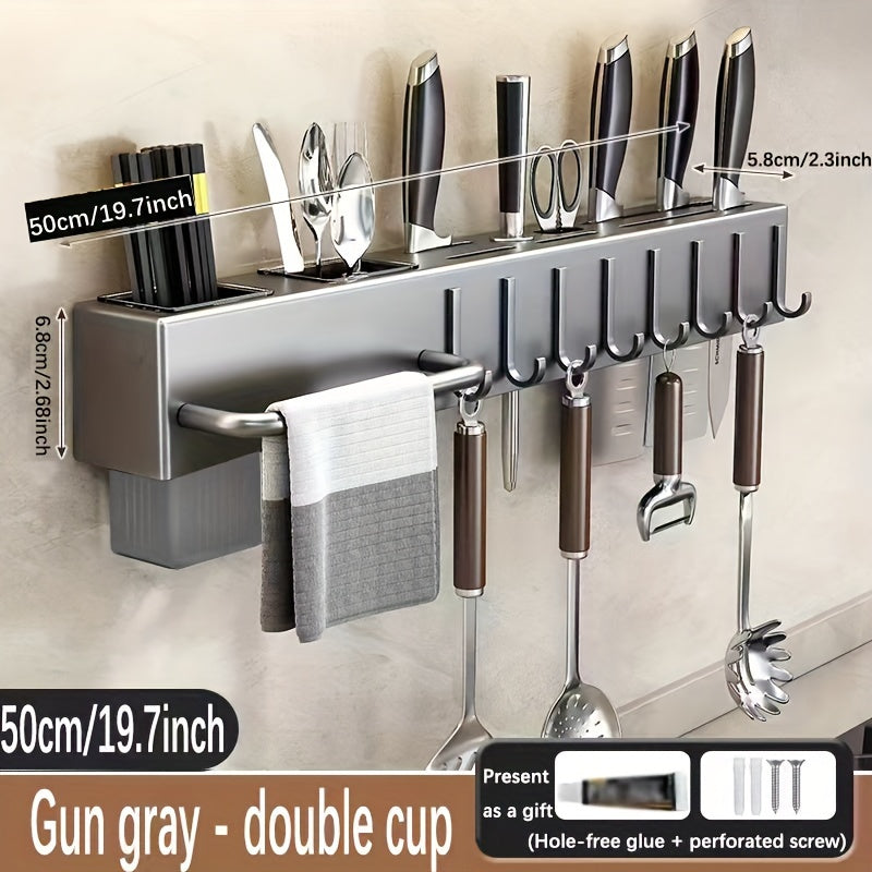 Soporte de cuchillos de cocina resistente para pared de acero al carbono, sostiene 12 utensilios