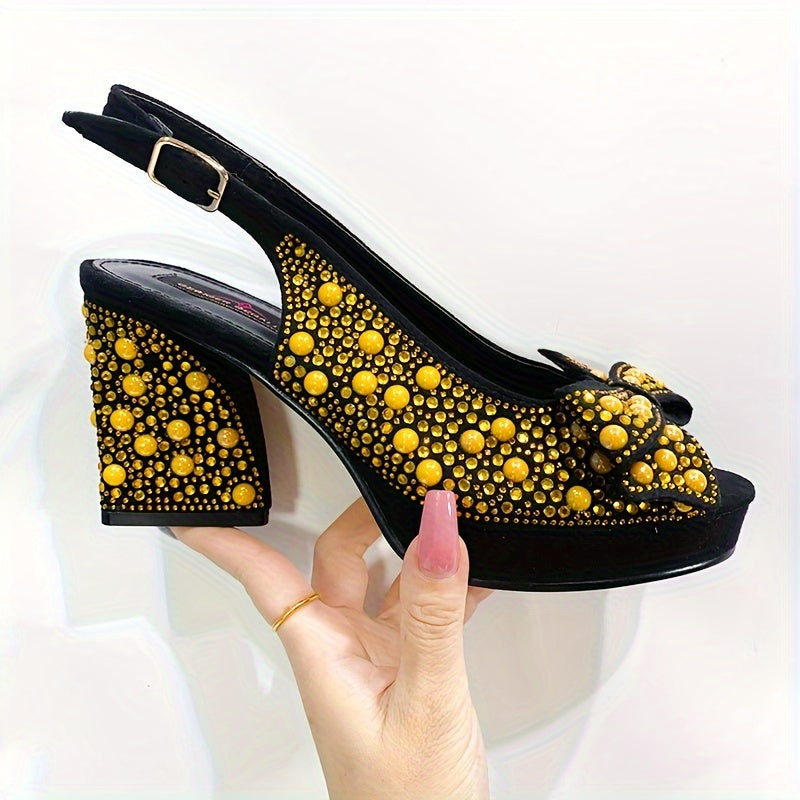 Women's Green High Heels Summer Party Shoes with Diamond Design for Weddings