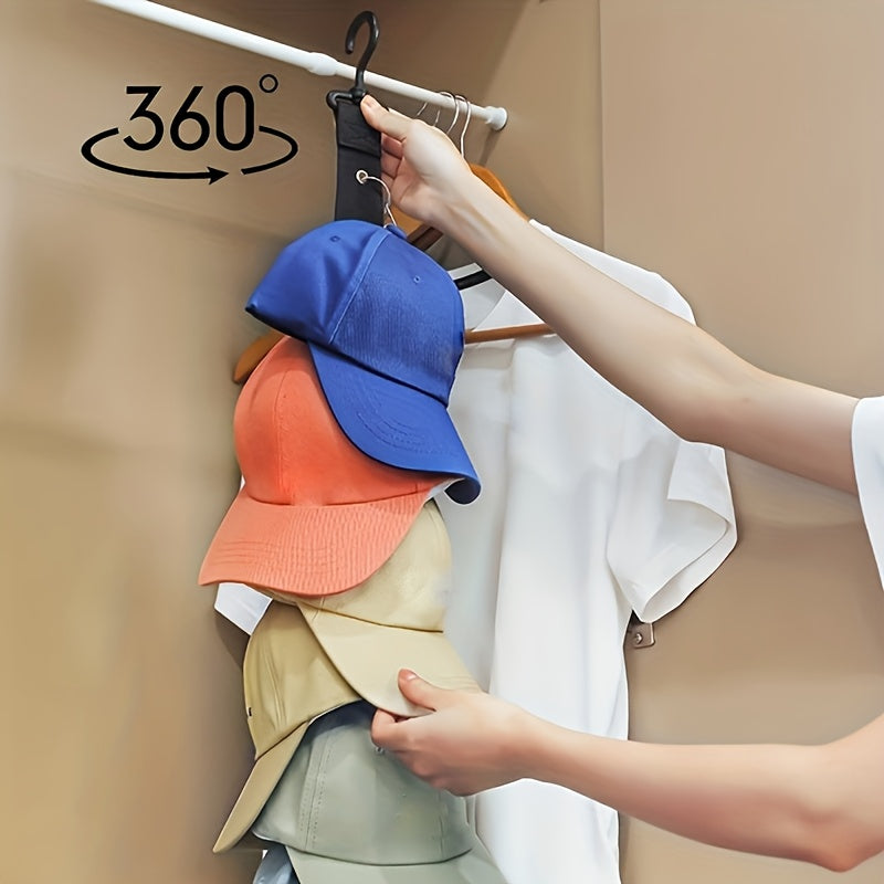 Organizador compacto de sombreros con 8 clips para 16 gorras, almacenamiento portátil para dormitorio y baño