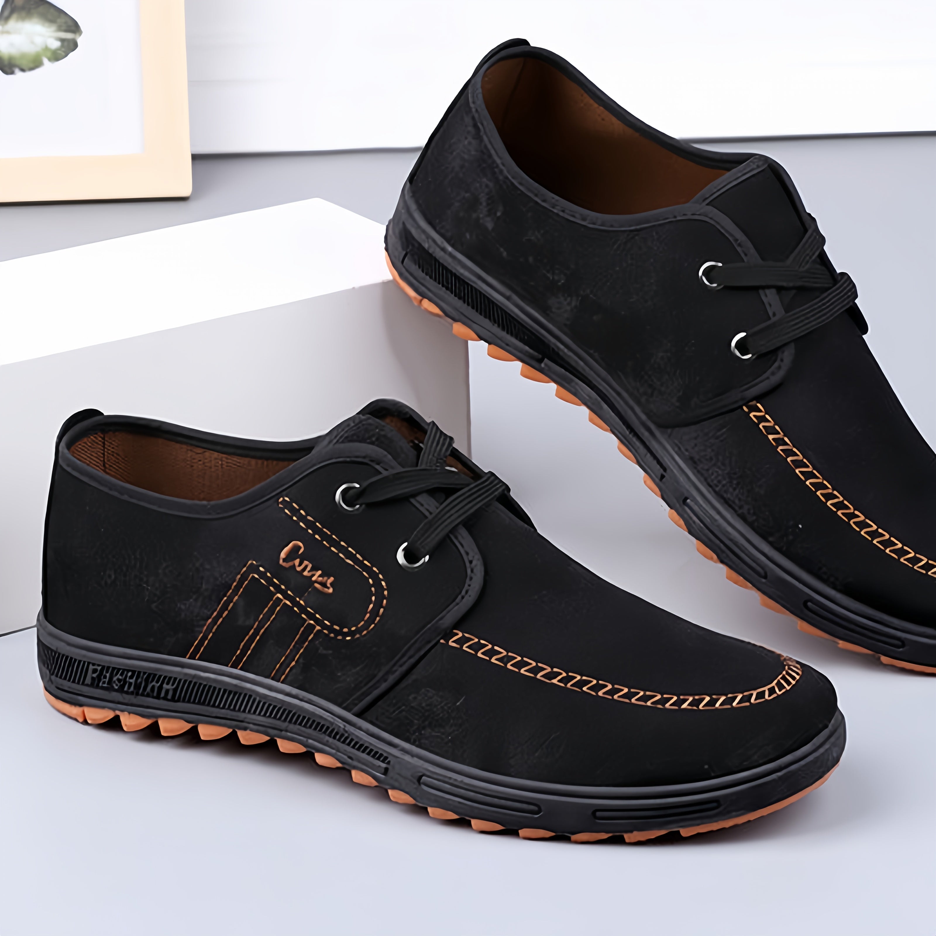 Men's Canvas Slip-On Sneakers with Rubber Sole for Casual and Indoor Wear