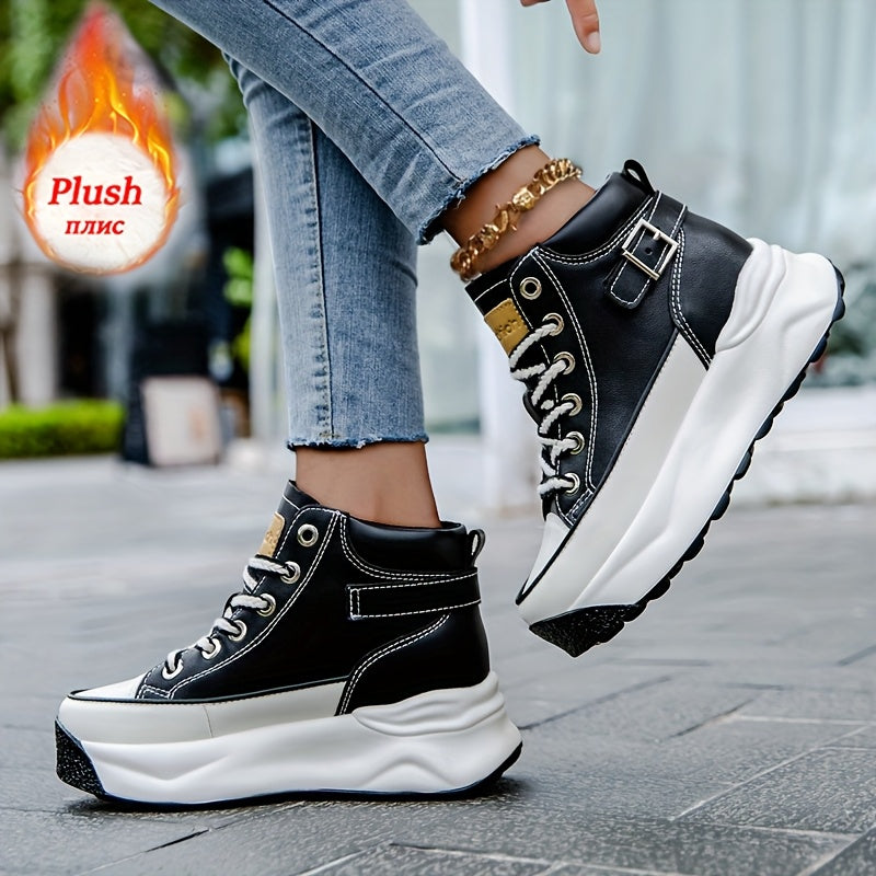 Women's Plush-Lined Ankle Boots Microfiber Winter Snow Casual Outdoor