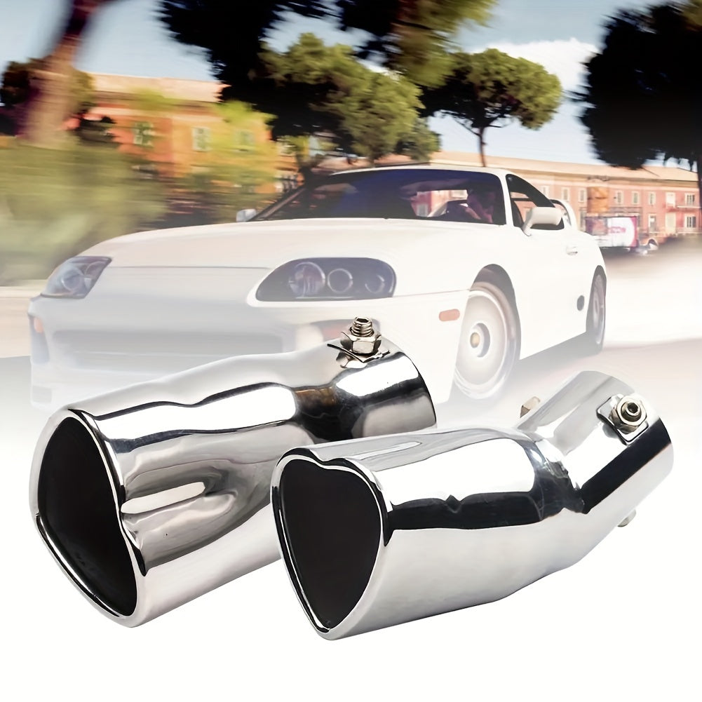 Unisex Stainless Steel Heart Shape Car Exhaust Tips 2.5 Inch Silver Color