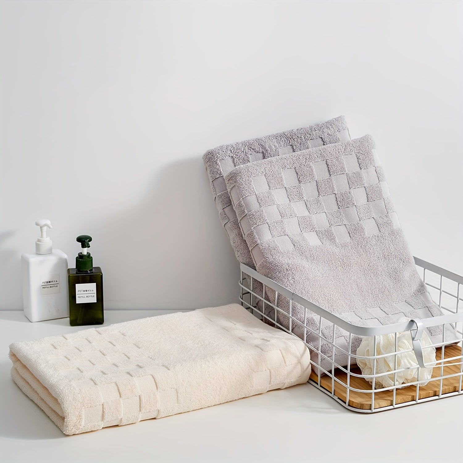 Cotton Towel Set 3-Piece Quick-Drying Fluffy Absorbent Breathable Multicolor 68x140 cm