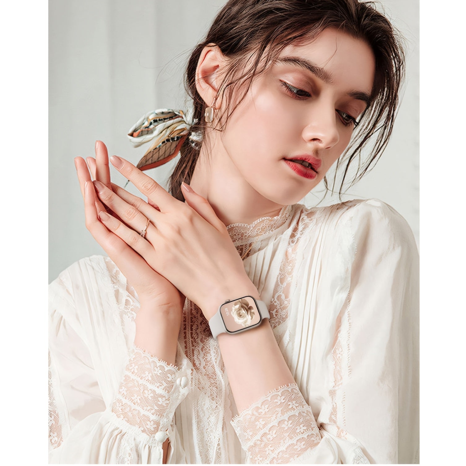 Waterproof Silicone Sport Watch Band with Floral Design for Apple Watch 38mm-49mm