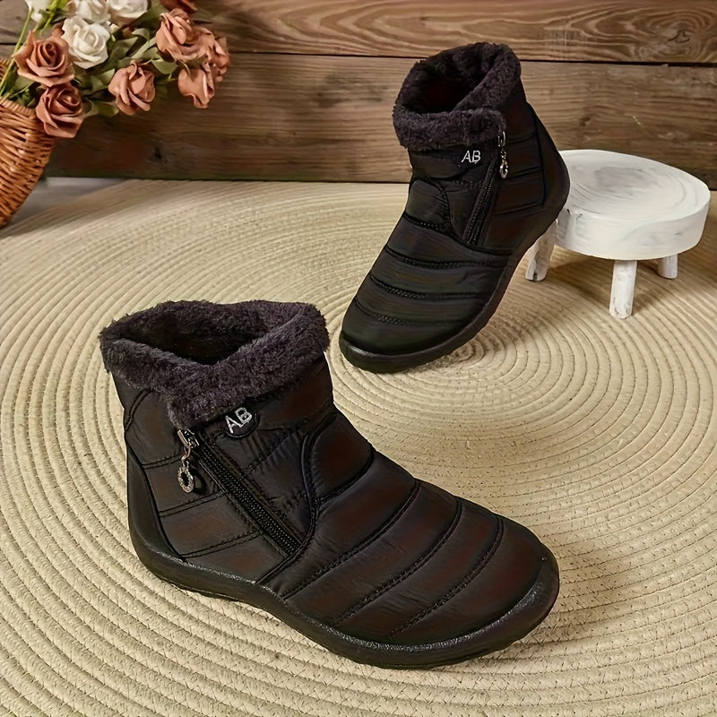 Women's Winter Slip-On Loafers with Plush Fleece Lining Non-Slip Short Boots