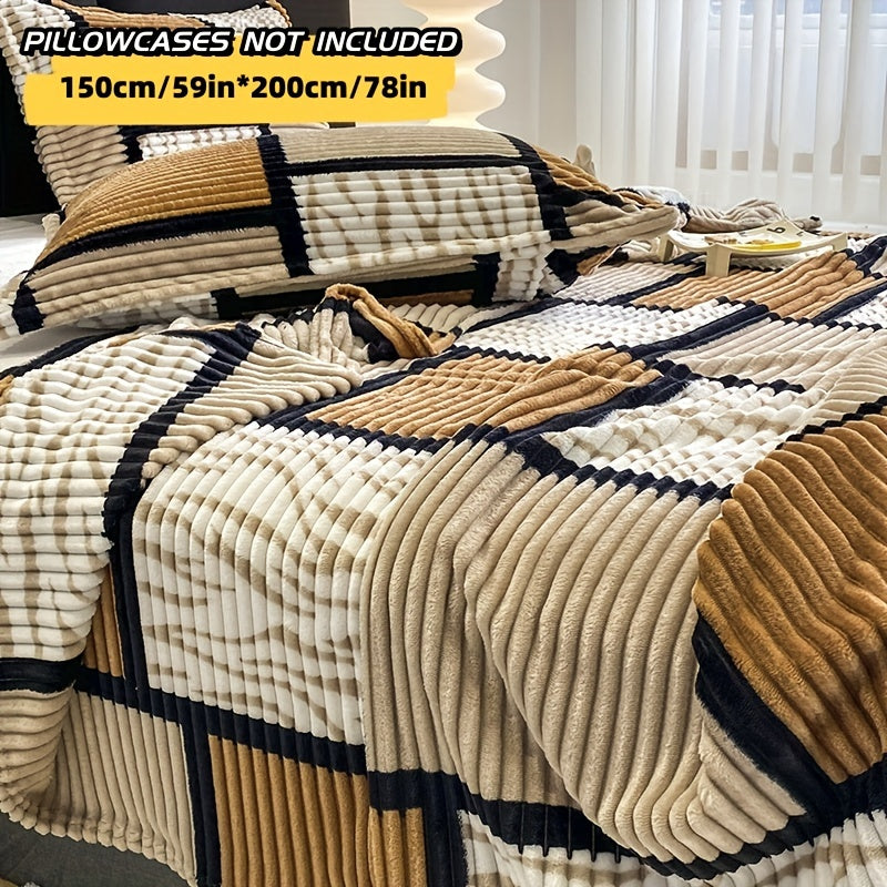 Yumshoq va qulay plush ko'rpa, plaid naqshiga ega, sayohat, divan, yotoq va uy bezatish uchun mukammal.