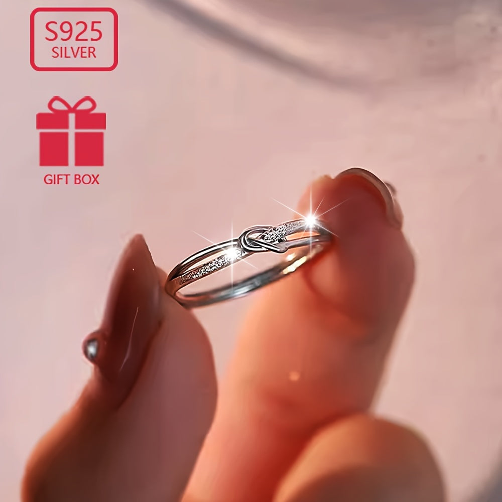 Women's Sterling Silver Ring with Starry Knot Rope Design Hypoallergenic Lightweight