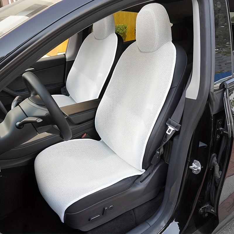 Front Seat Cover Breathable Ice Silk Car Cushion for Summer White