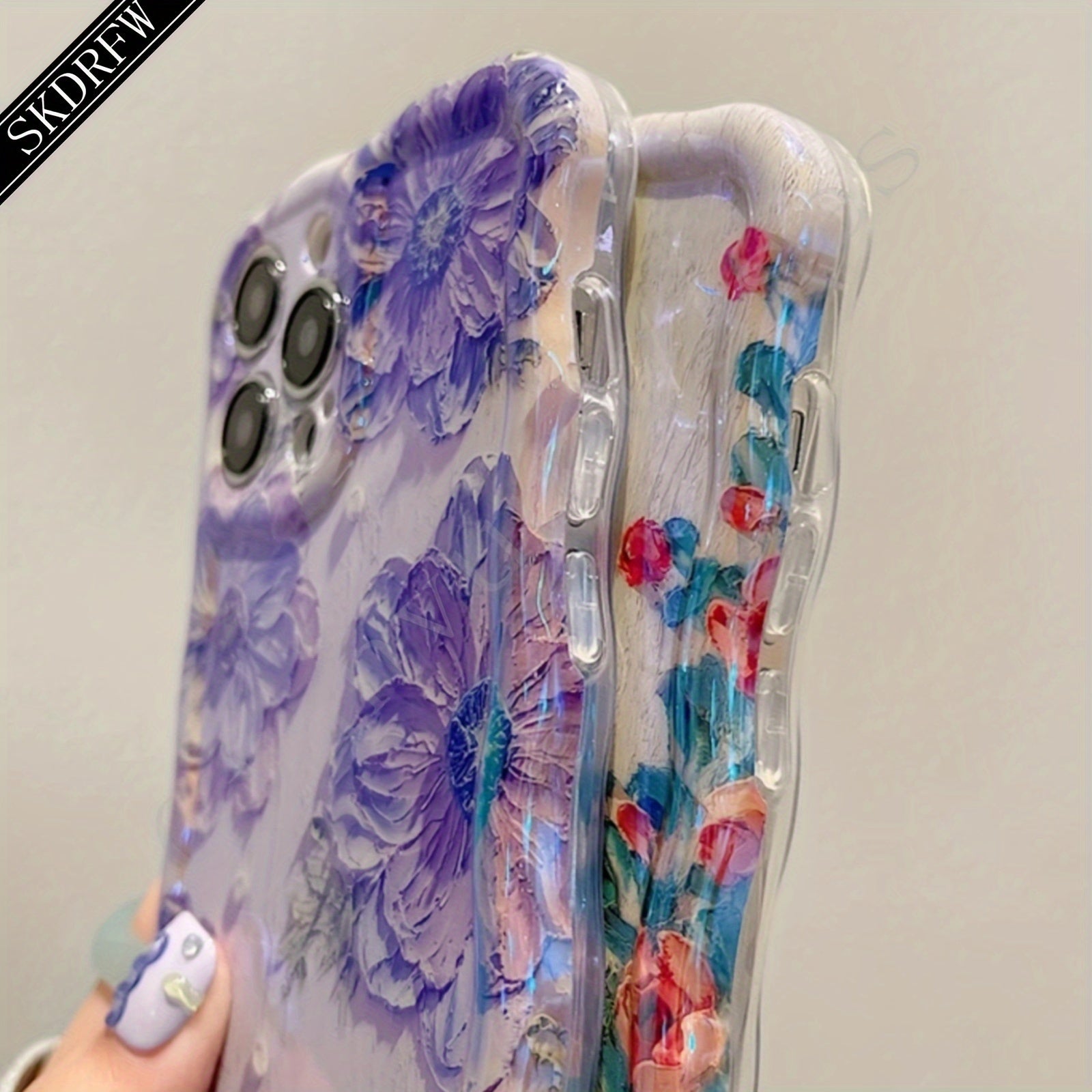 Luxury Laser Blue Light Flower Phone Case for iPhone 11-15 Pro Max TPU Protective Edge